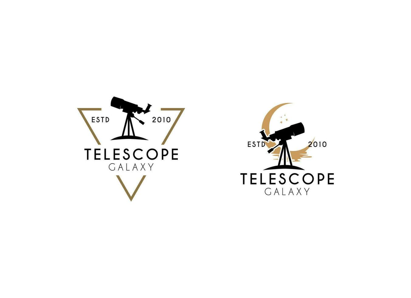 telescopio logo design. telescopio e Luna logo design vettore