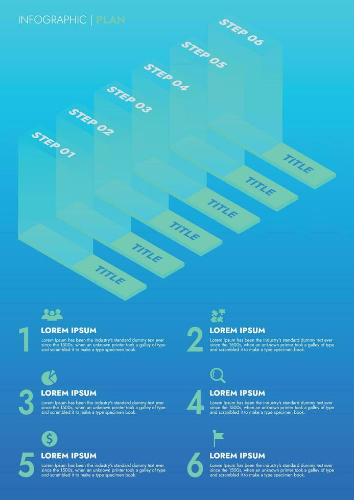 Infografica modello per presentazioni e Caratteristiche dati visualizzazione include un' processi grafico con diagrammi, passi, opzioni. il concetto per marketing attraverso illustrazioni per guidare per successo. vettore