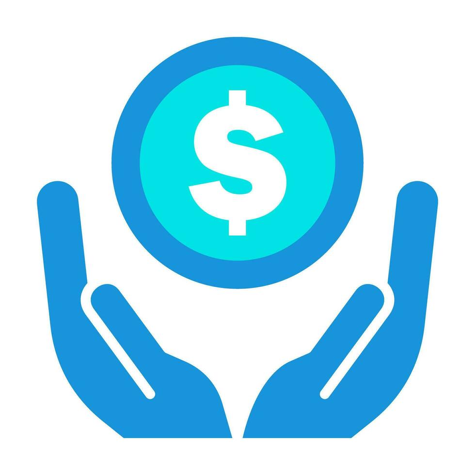 mani moneta donazione beneficenza blu icona pulsante logo Comunità design vettore