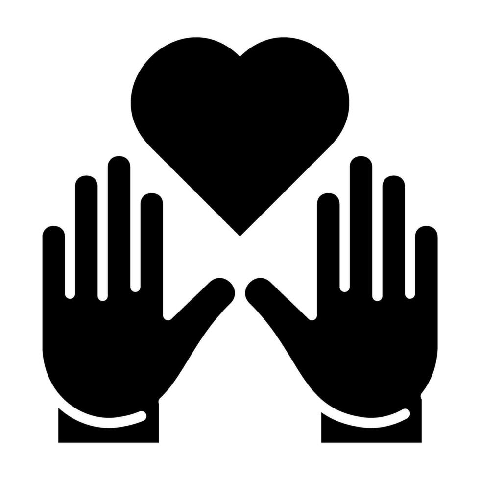 mani su amore cura nero icona pulsante logo Comunità design vettore