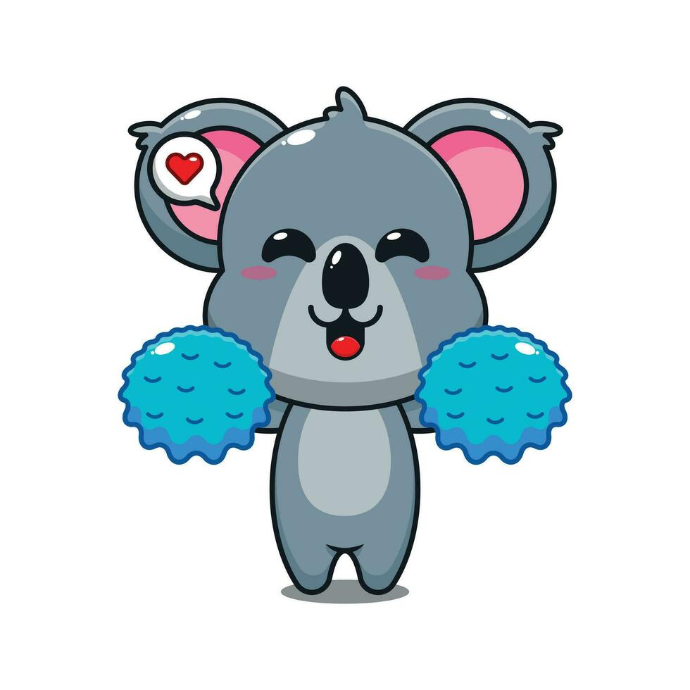 carino cheerleader koala cartone animato vettore illustrazione.