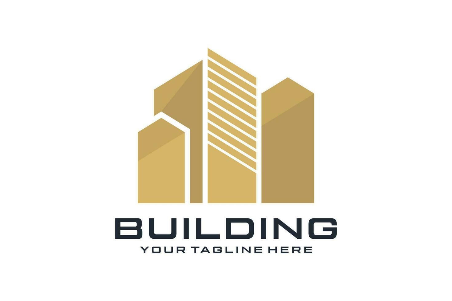 logo design per edifici, proprietà, case, alto edifici nel oro colore vettore