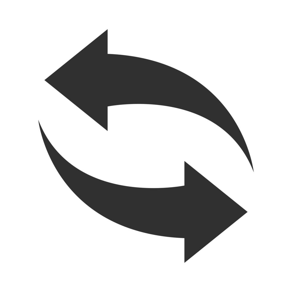 frecce icona forma puntatore ricarica stile silhouette progresso vettore