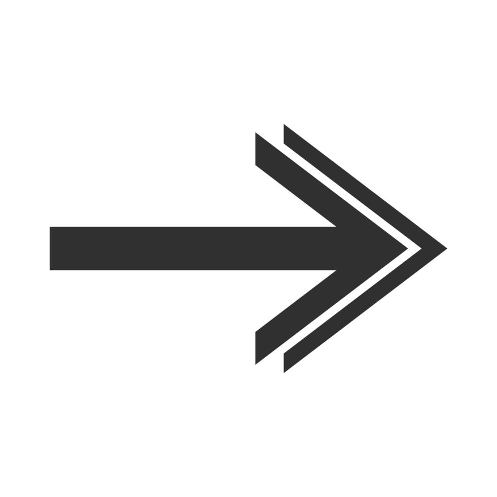 icona relativa alla direzione della freccia orientamento puntato a destra stile silhouette a doppia testa vettore