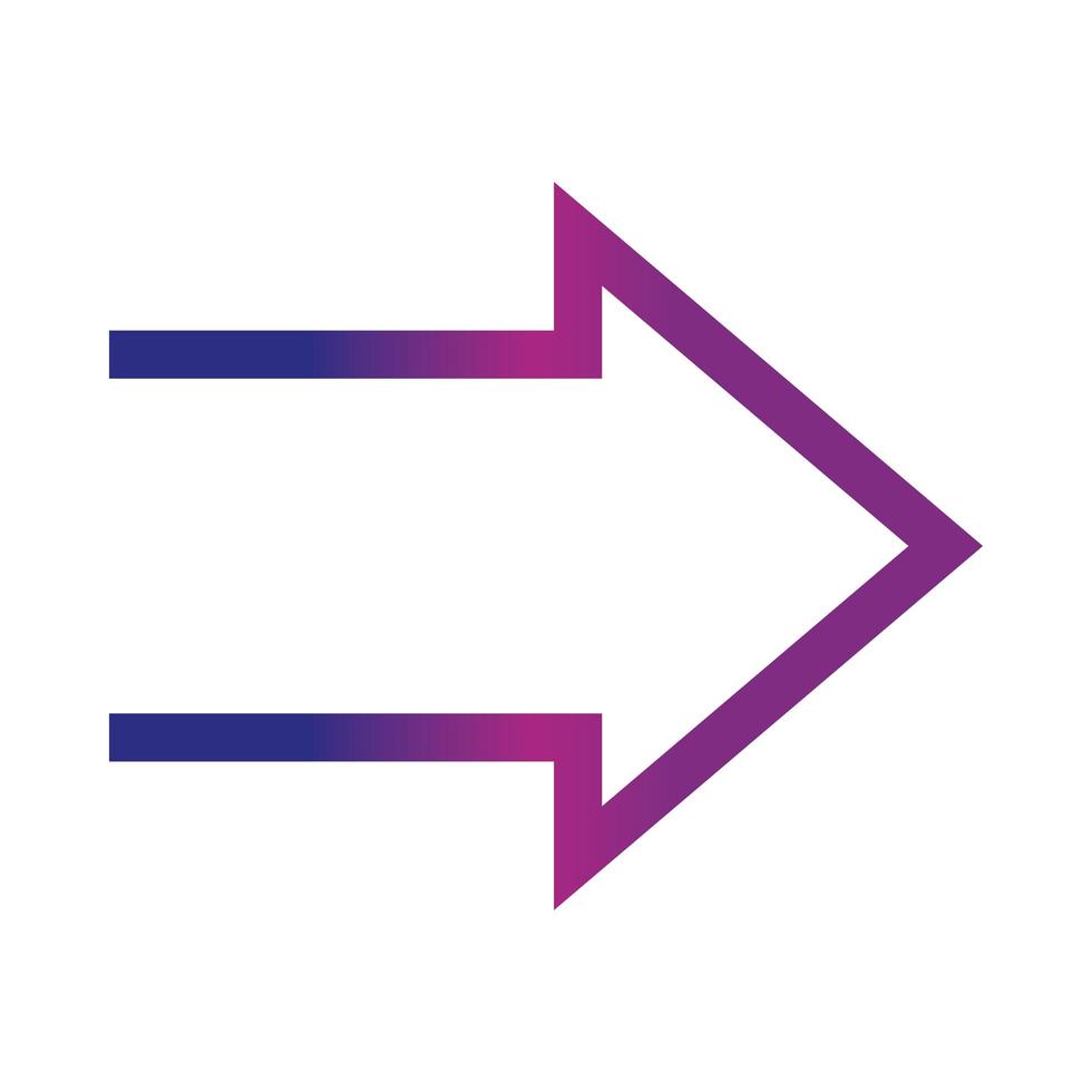 icona relativa alla direzione della freccia stile gradiente di orientamento puntato a destra vettore