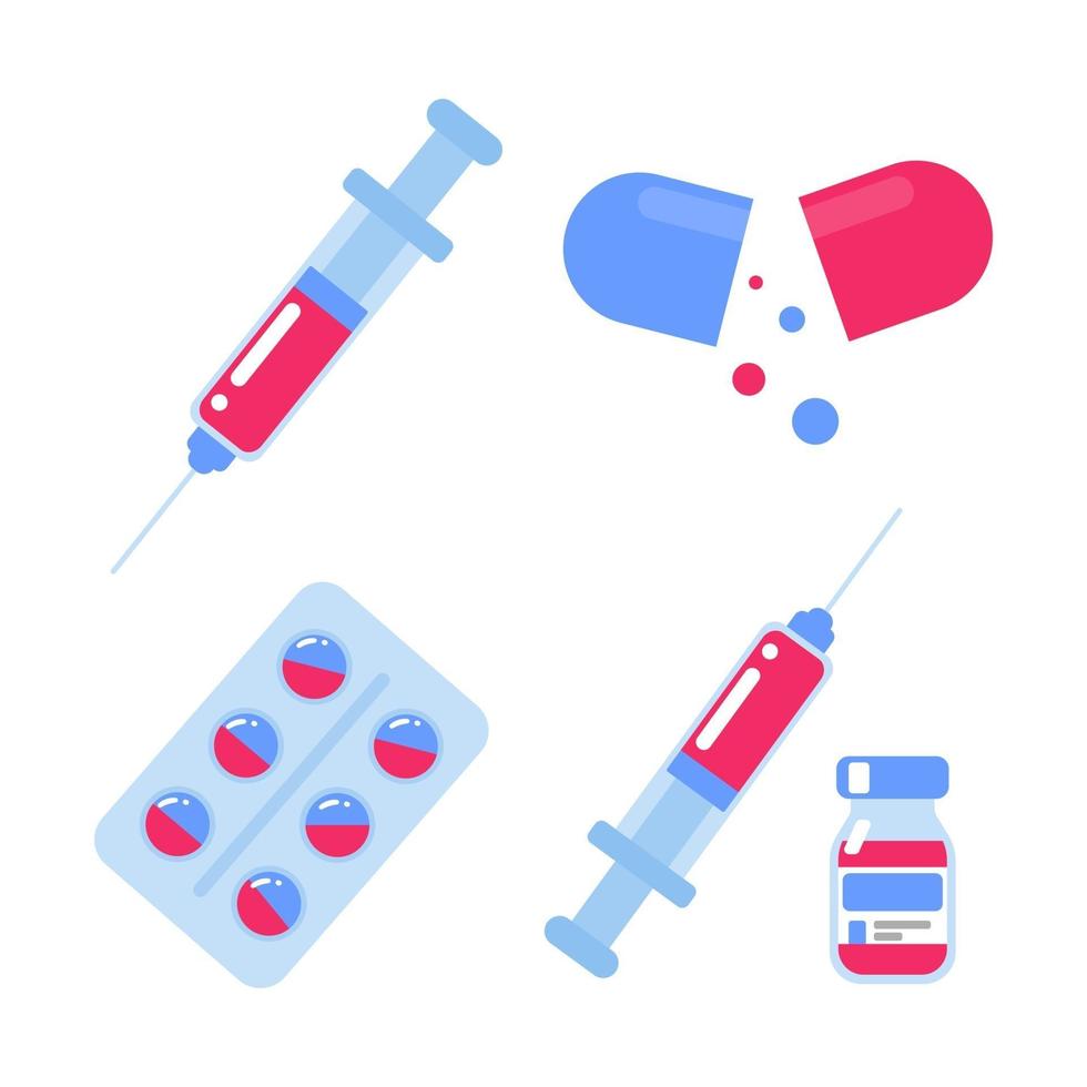 icone di vaccini e medicinali per aiutare i pazienti a prevenire i nuovi ceppi virali vettore