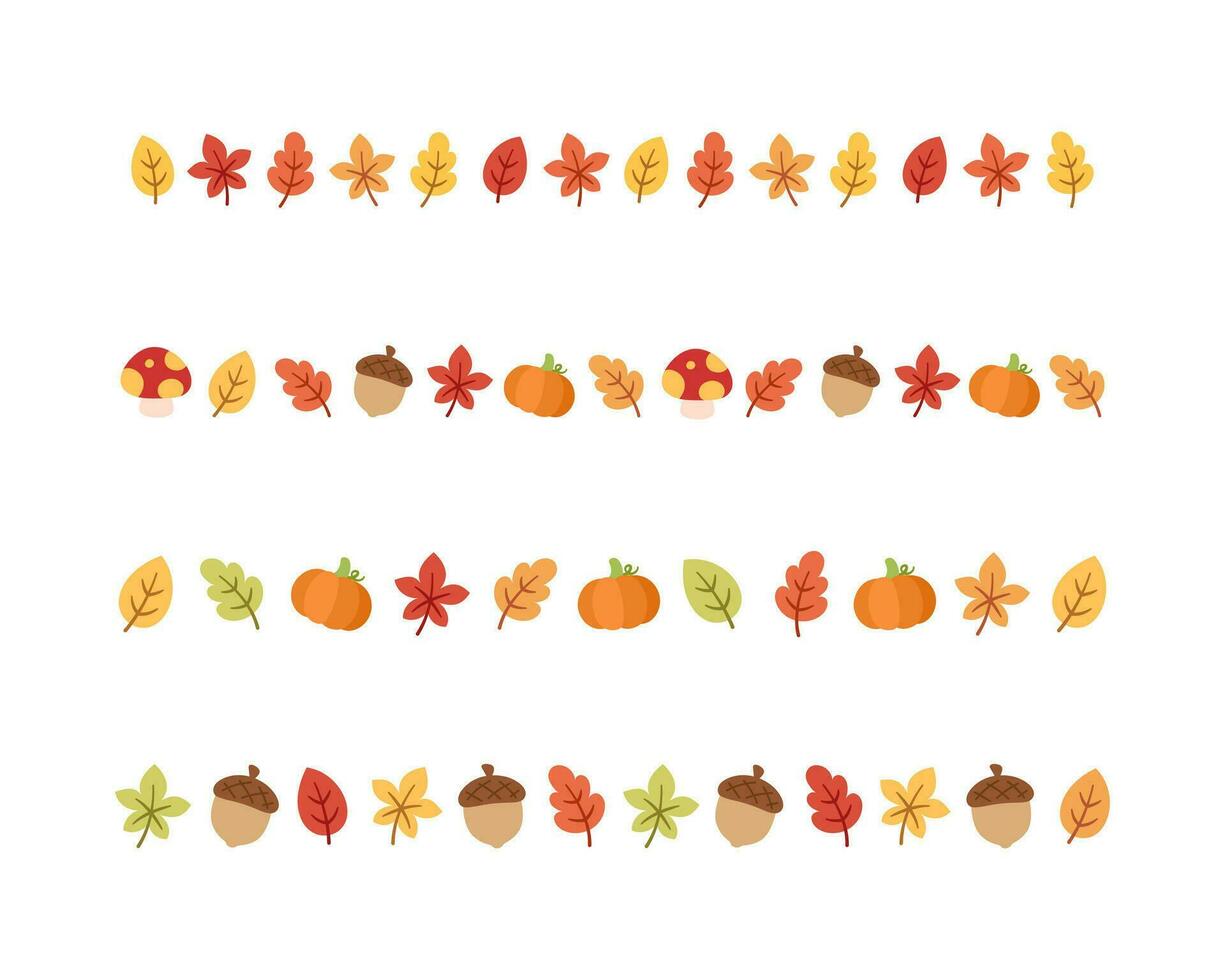 autunno separatore confine per Halloween, autunno e ringraziamento stagione impostare. vettore isolato su bianca sfondo.