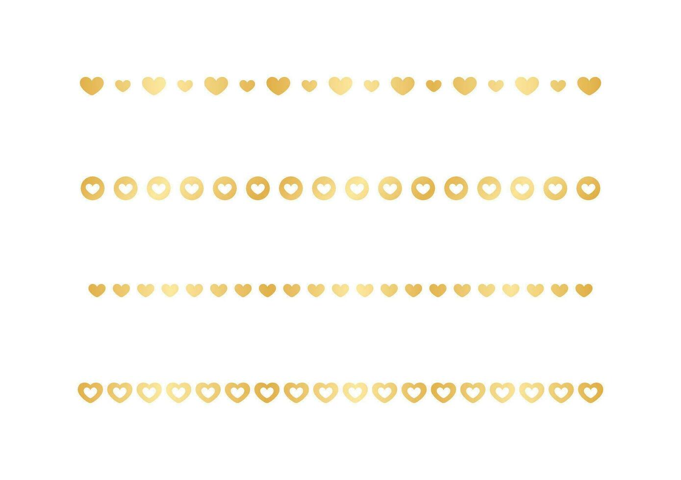 oro san valentino cuore modello separatore confine impostare, d'oro elegante romantico pagina testo divisore vettore