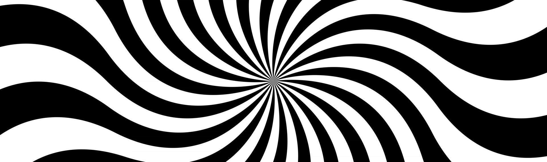 intestazione a spirale in bianco e nero vorticoso motivo radiale illustrazione vettoriale astratto banner