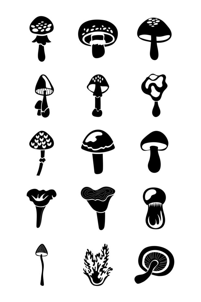 fascio di icone di funghi vettore