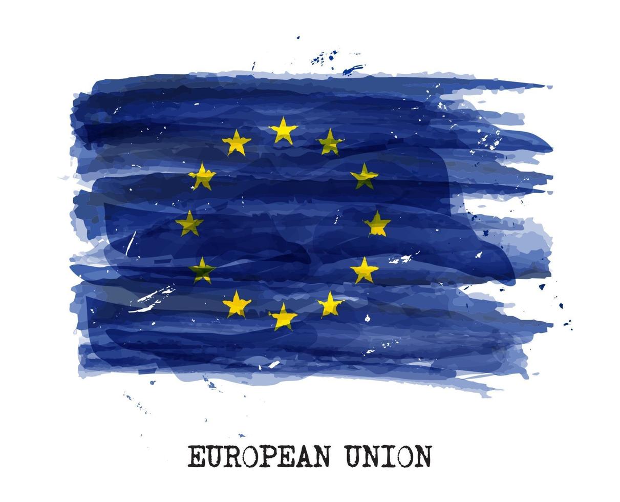 pittura ad acquerello bandiera dell'unione europea eu vector
