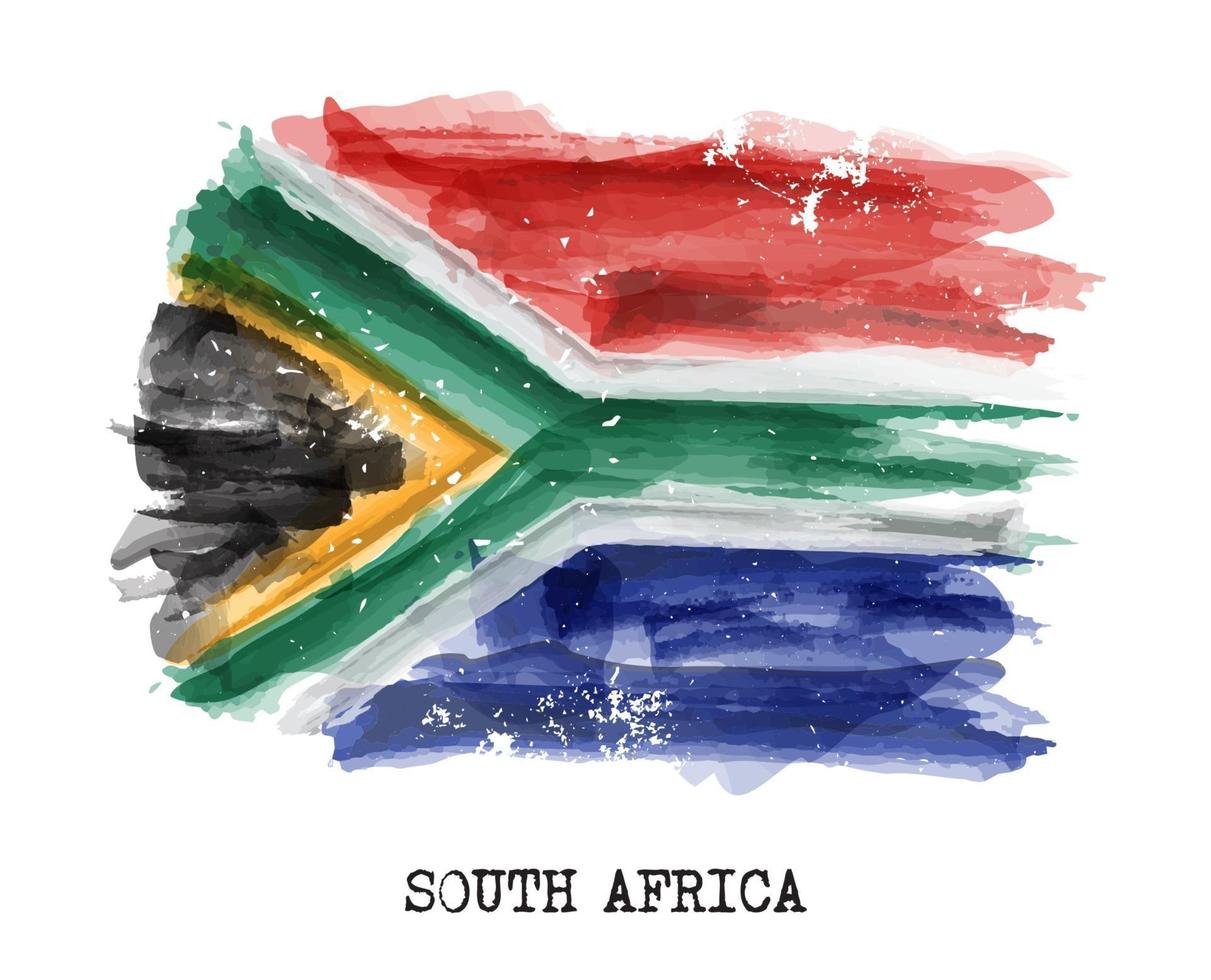 pittura ad acquerello bandiera del sud africa vettore