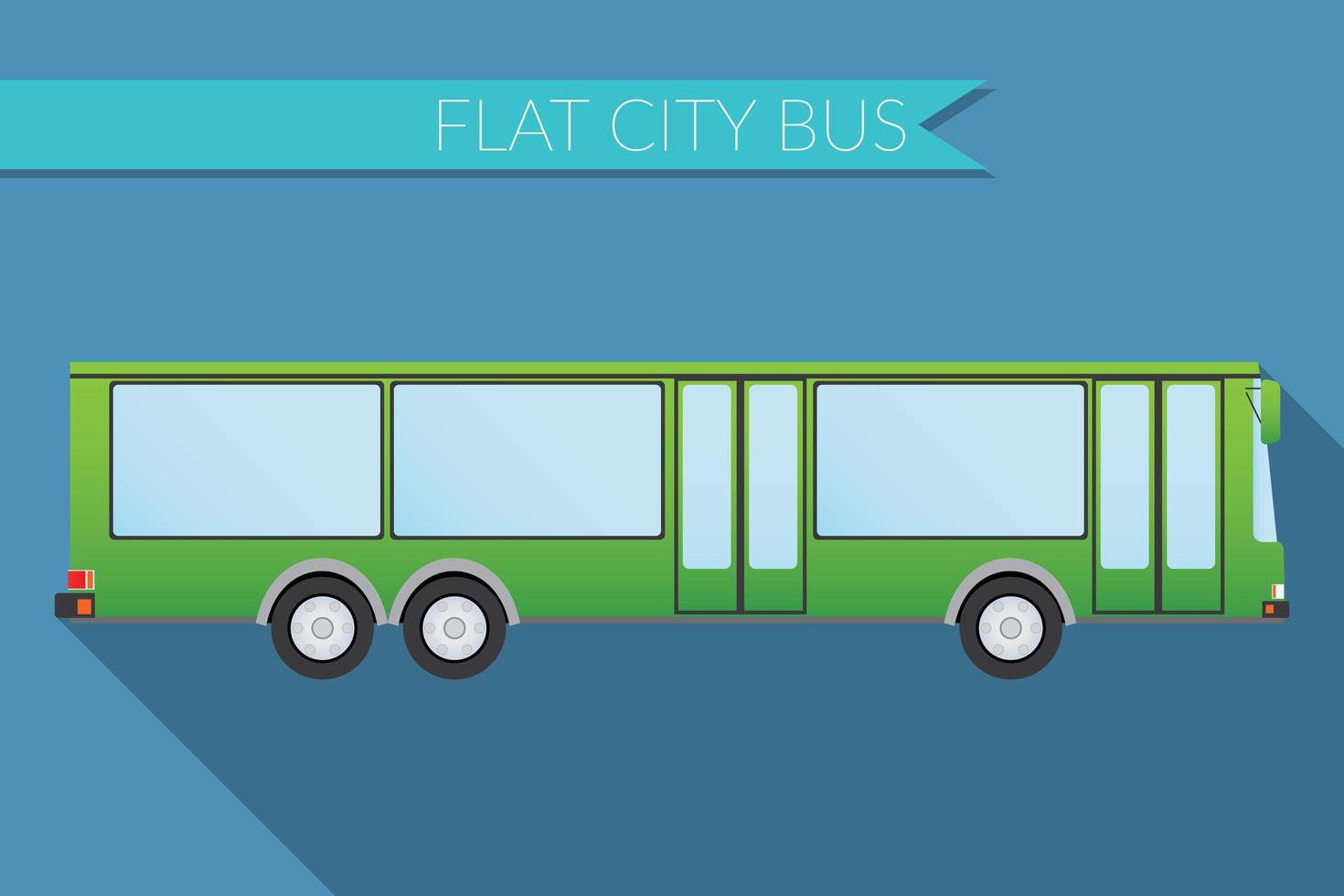 illustrazione vettoriale design piatto trasporto urbano, autobus urbano, vista laterale