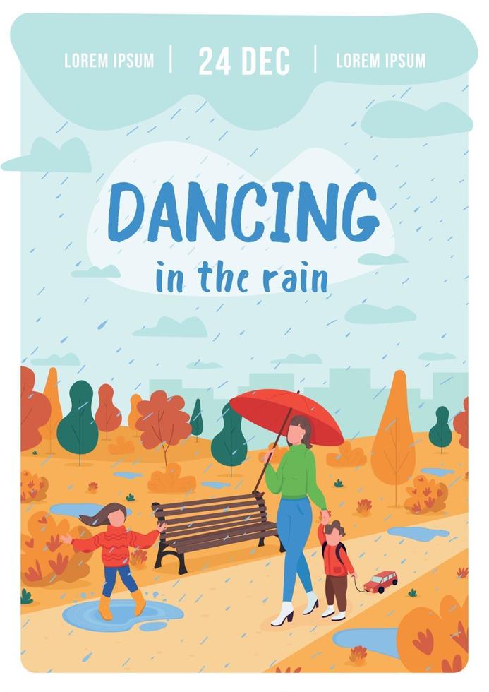 ballare sotto la pioggia poster piatto modello vettoriale
