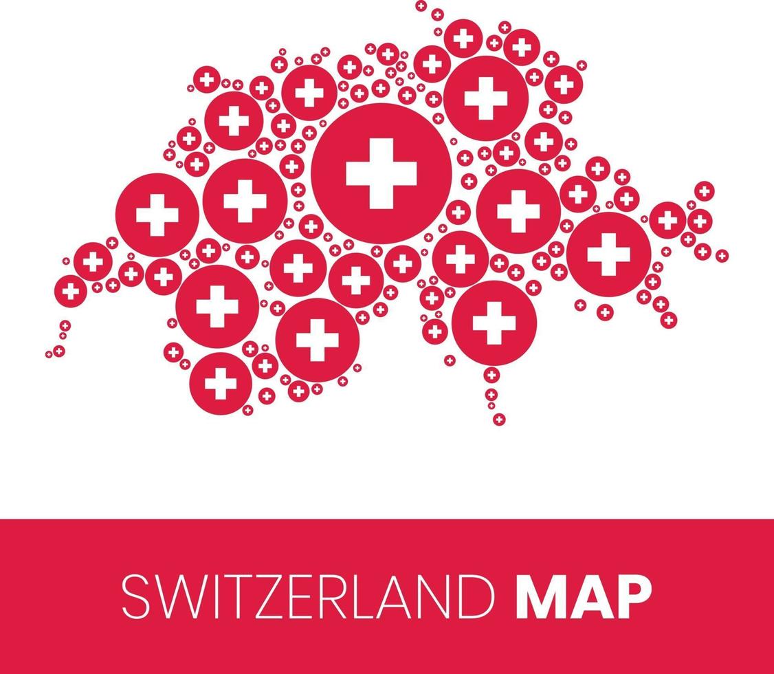 cartina svizzera piena di cerchi a forma di bandiera vettore
