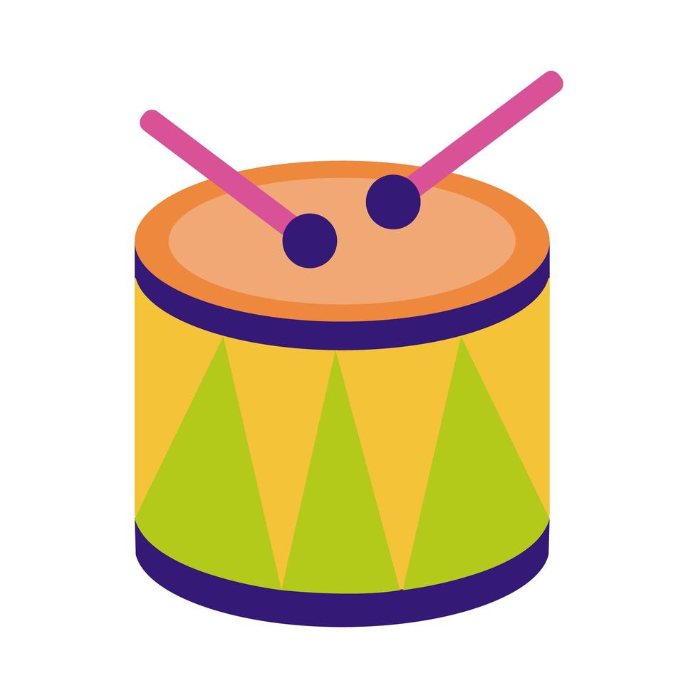 icone di stile piatto strumento tamburo vettore