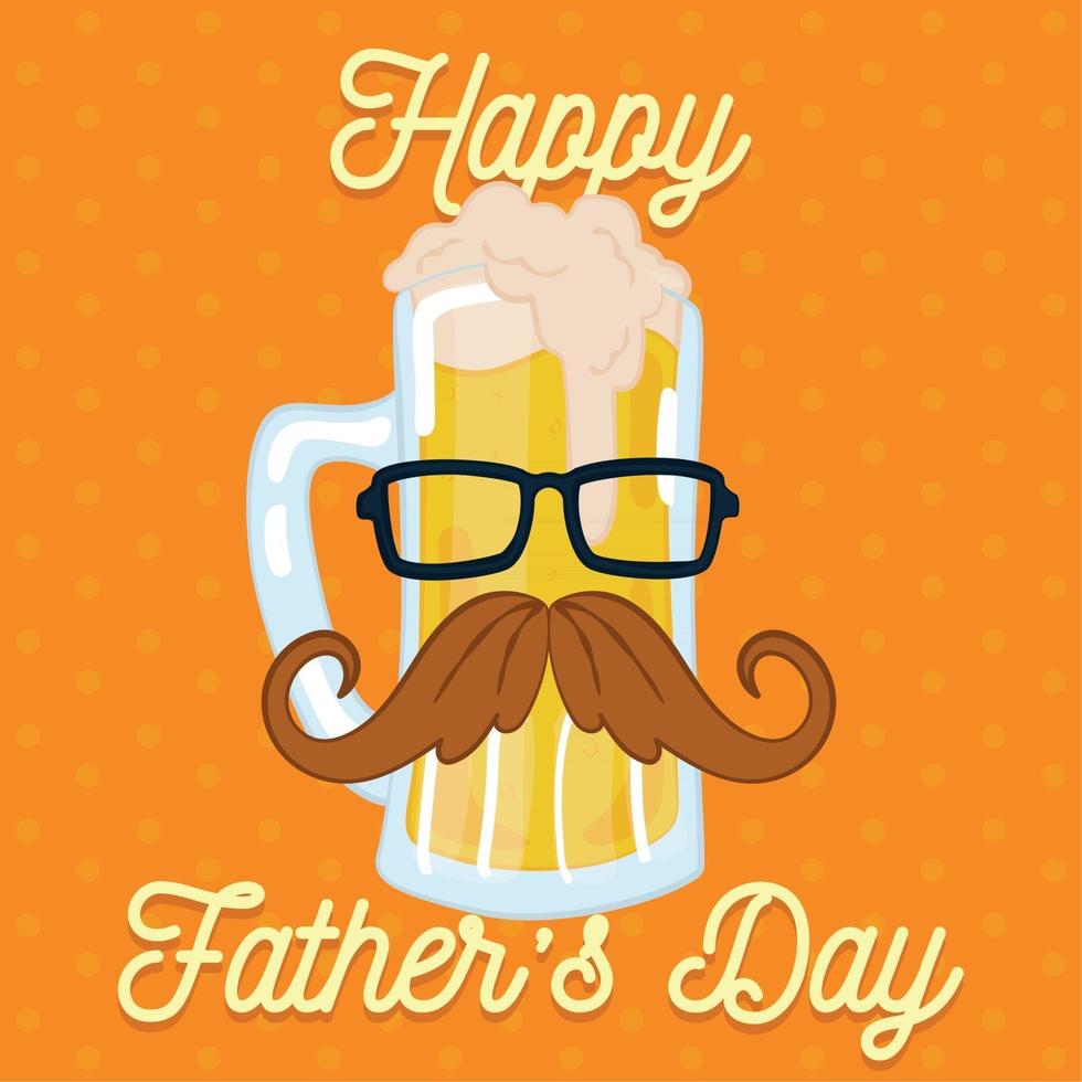 poster della festa del papà con un bicchiere hipster con baffi e occhiali vettore