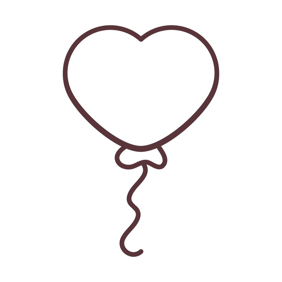 icona di stile della linea di celebrazione della decorazione dell'amore del cuore a forma di palloncino vettore