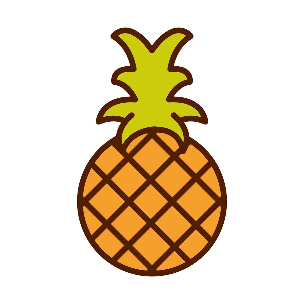 cibo sano frutta fresca prodotto linea ananas tropicale e icona dello stile di riempimento vettore