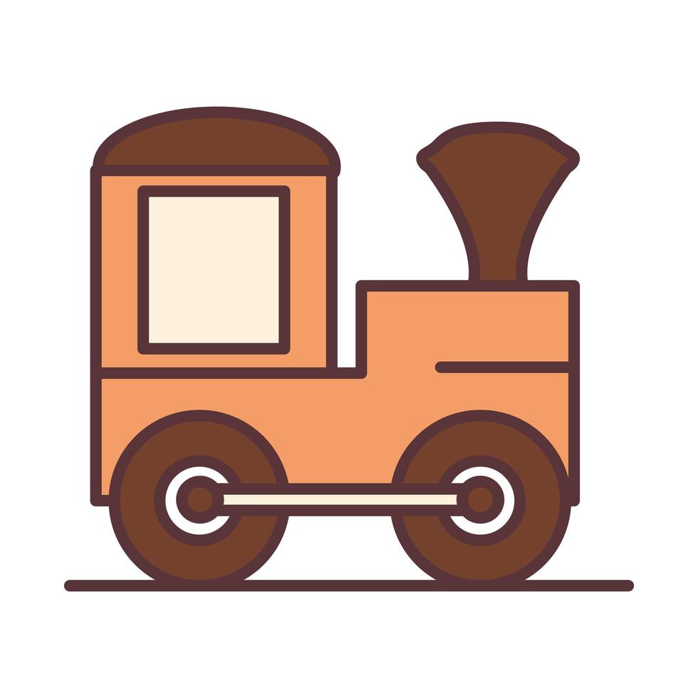 bambino treno vagone giocattolo oggetto neonato modello linea e riempimento icona del design vettore