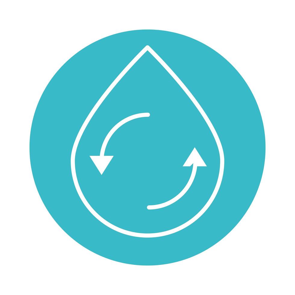 riciclare goccia d'acqua natura liquido blu icona stile blocco vettore