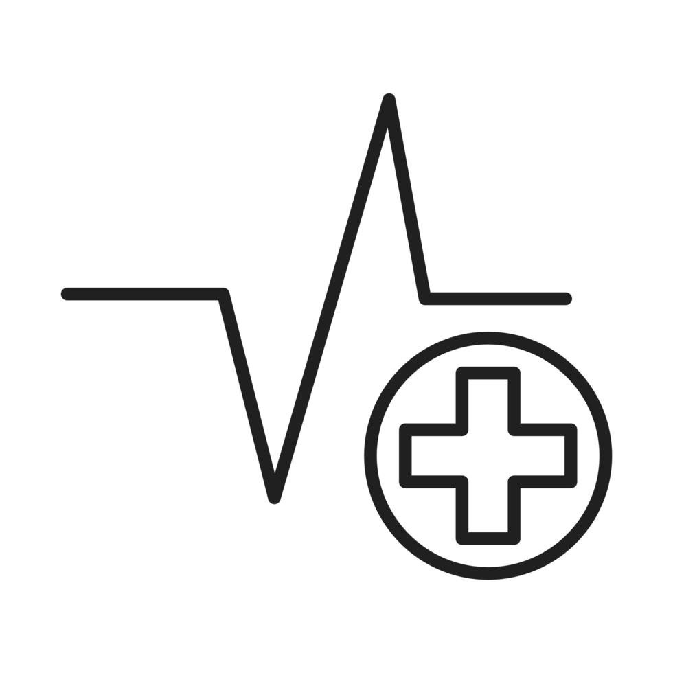 icona di stile linea pittogramma medico e ospedaliero battito cardiaco incrociato cross vettore