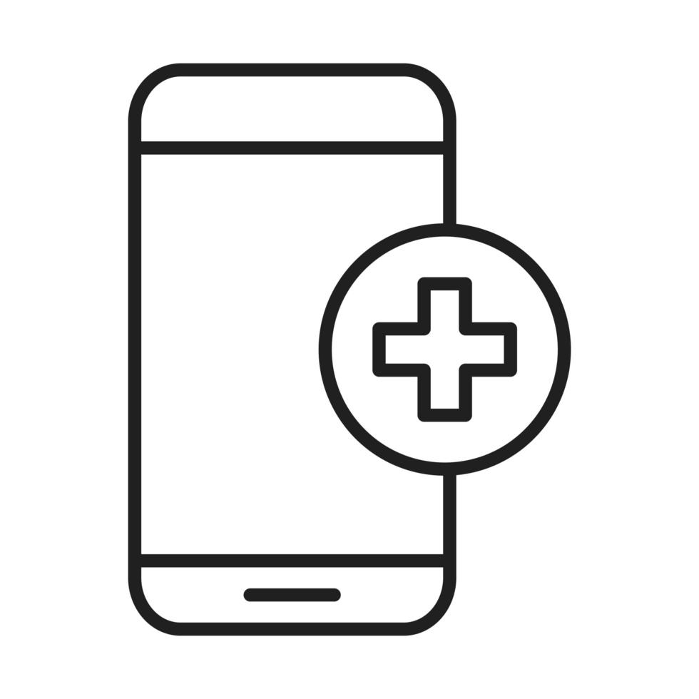 supporto per smartphone icona di stile linea pittogramma medico e ospedaliero online healthcare vettore