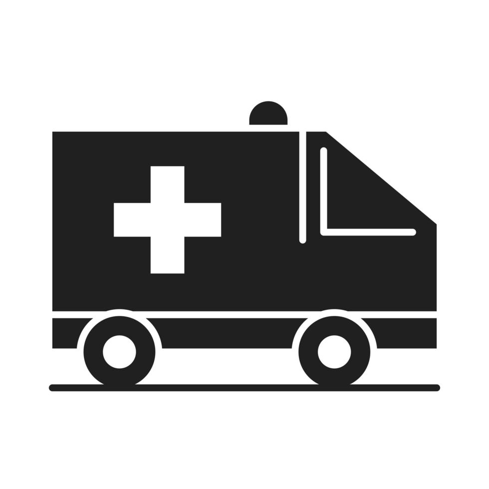 ambulanza trasporto sanitario medico e ospedale pittogramma silhouette icona di stile vettore