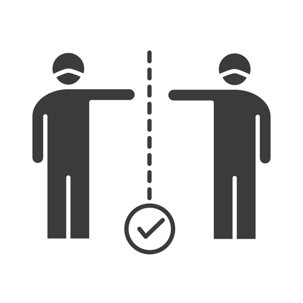 covid 19 coronavirus prevenzione del distanziamento sociale le persone evitano l'epidemia di contatto diffusione vettore icona stile silhouette
