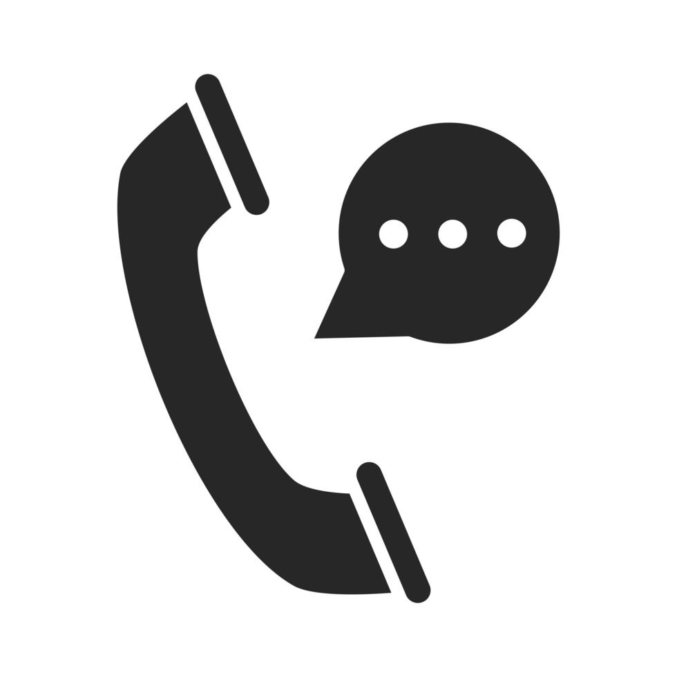 icona di stile silhouette del centro di supporto del servizio di chiamata telefonica vettore