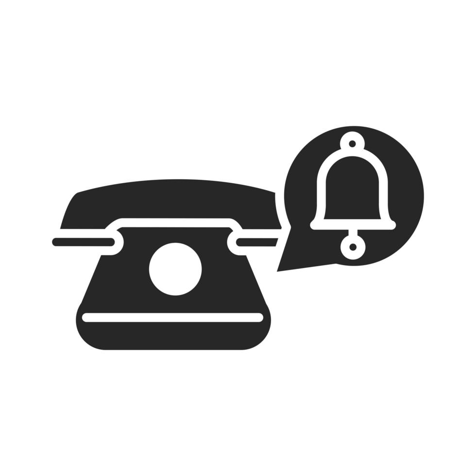 icona di stile della siluetta del dispositivo di allarme del telefono vintage vettore