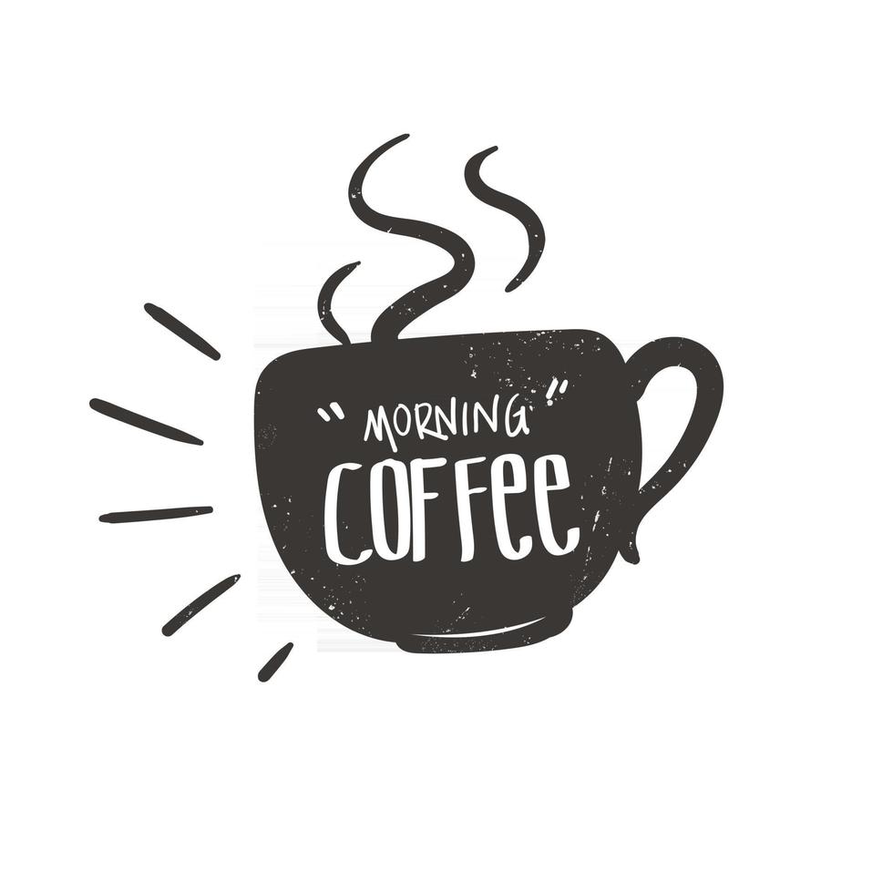citazione del caffè del mattino su una tazza di caffè vettore