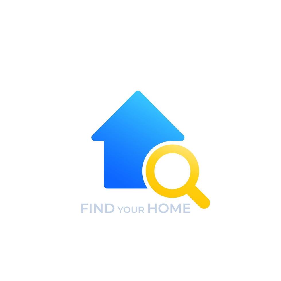 logo di ricerca casa o trova l'icona della tua casa vettore