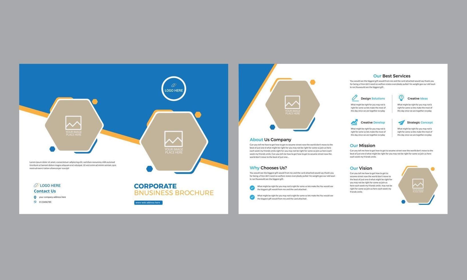 modello di brochure aziendale bifold modello di libretto catalogo e completamente modificabile vettore