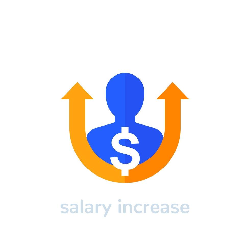 icona della crescita dell'aumento di stipendio su bianco vettore