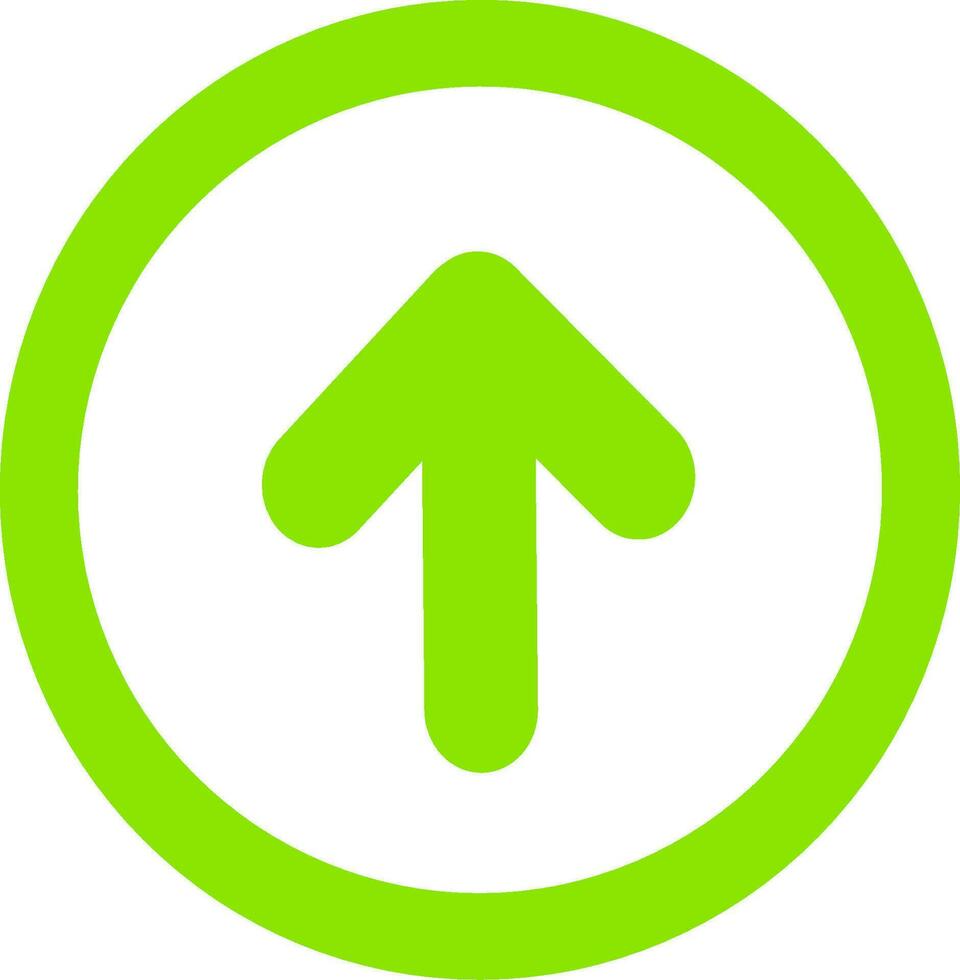 freccia su vettore icona. Questo arrotondato piatto simbolo è disegnato con verde eco su un' bianca sfondo. sostituibile vettore design.