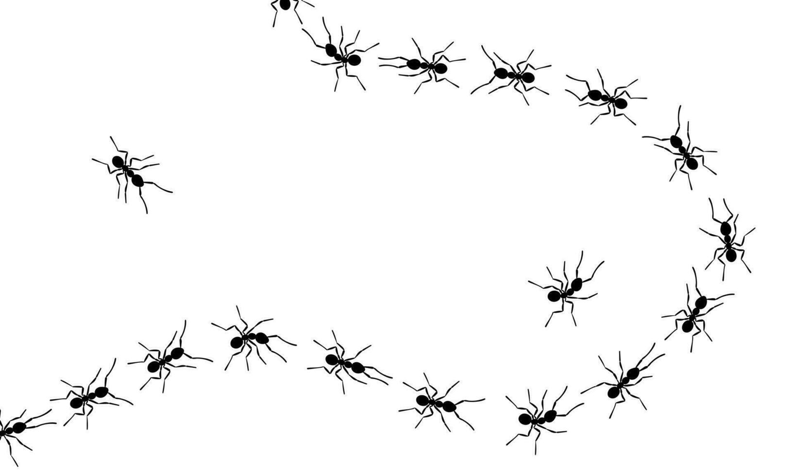 Le formiche operaie seguono la linea di un disegno in stile piatto illustrazione vettoriale isolata su sfondo bianco.