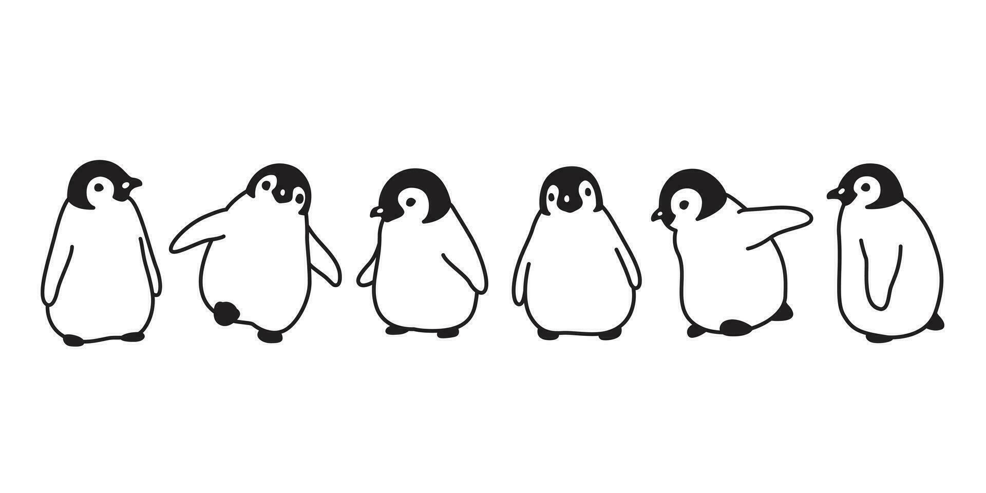 pinguino vettore icona logo bambino cartone animato personaggio illustrazione simbolo grafico scarabocchio