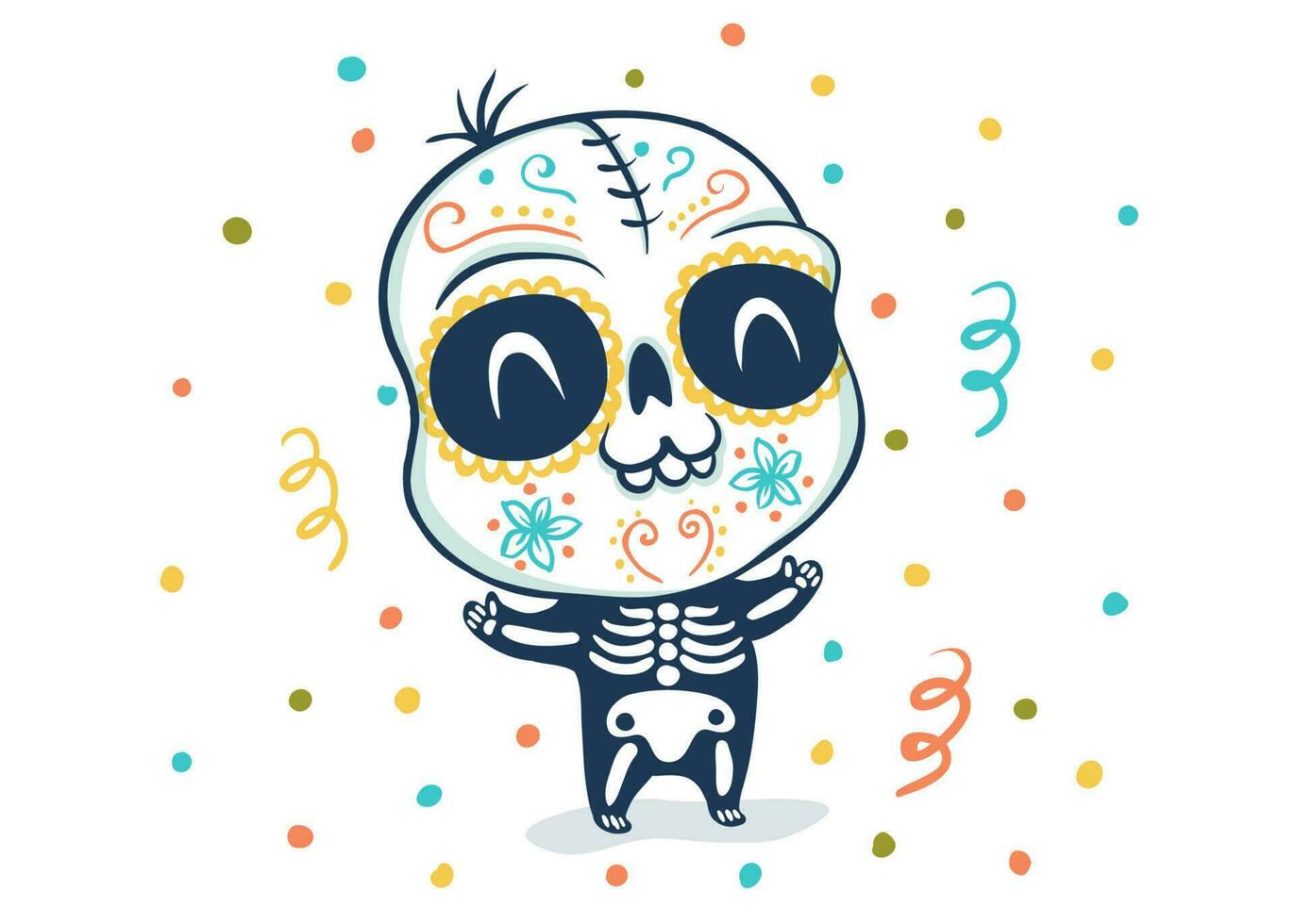 cranio di dia de los muertos vettore