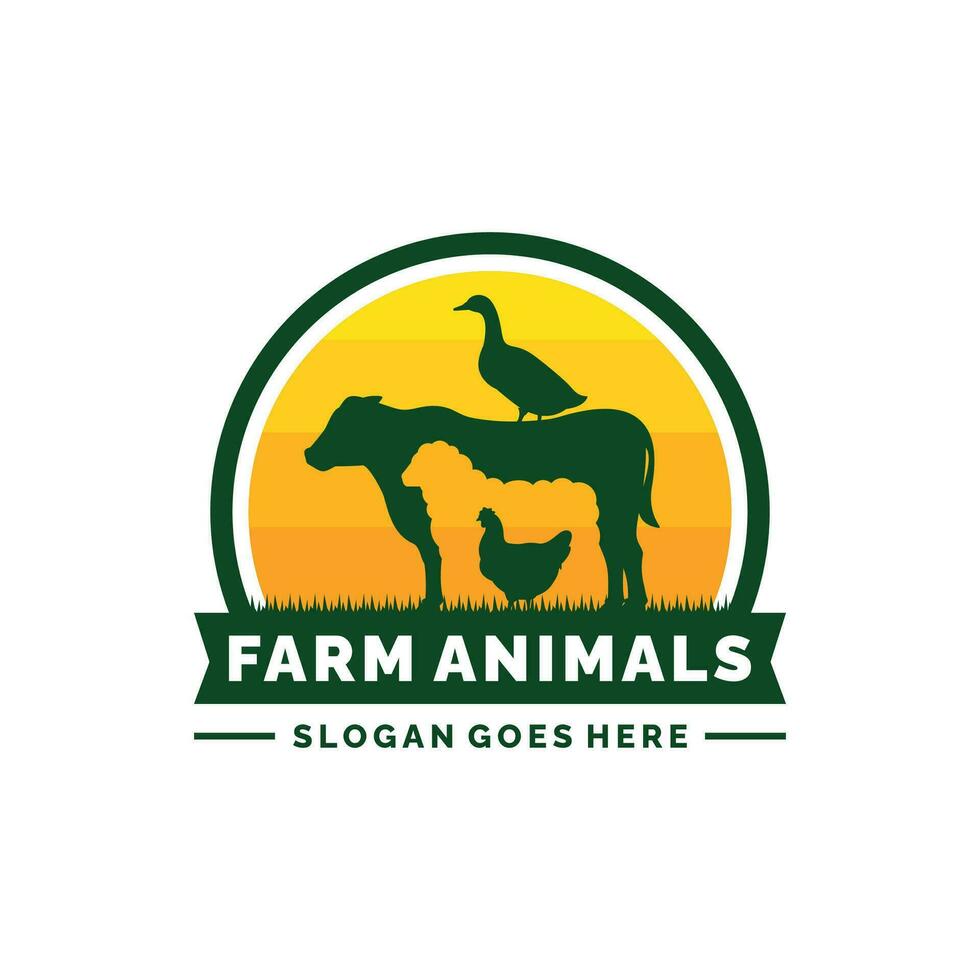 azienda agricola animali logo design vettore. bestiame logo vettore