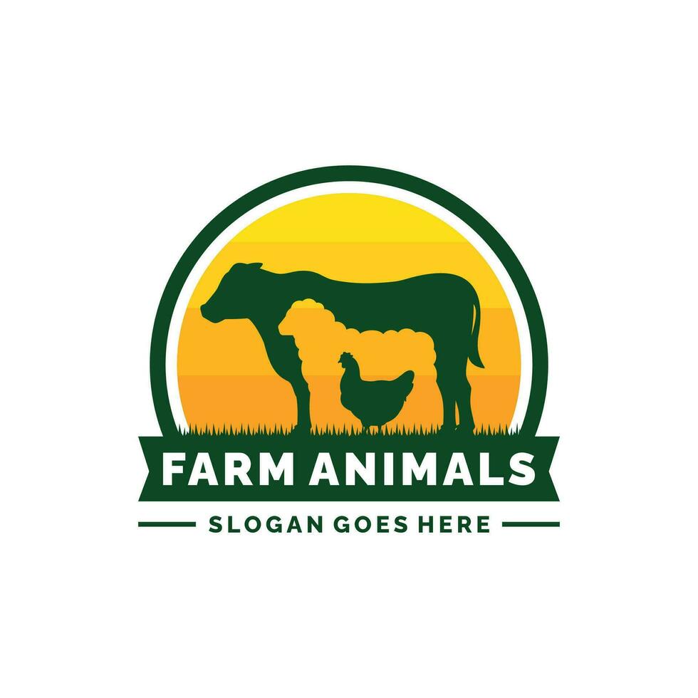 azienda agricola animali logo design vettore. bestiame logo vettore