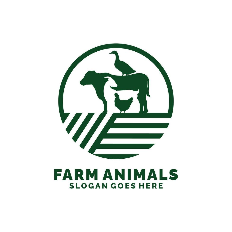 azienda agricola animali logo design vettore. bestiame logo vettore