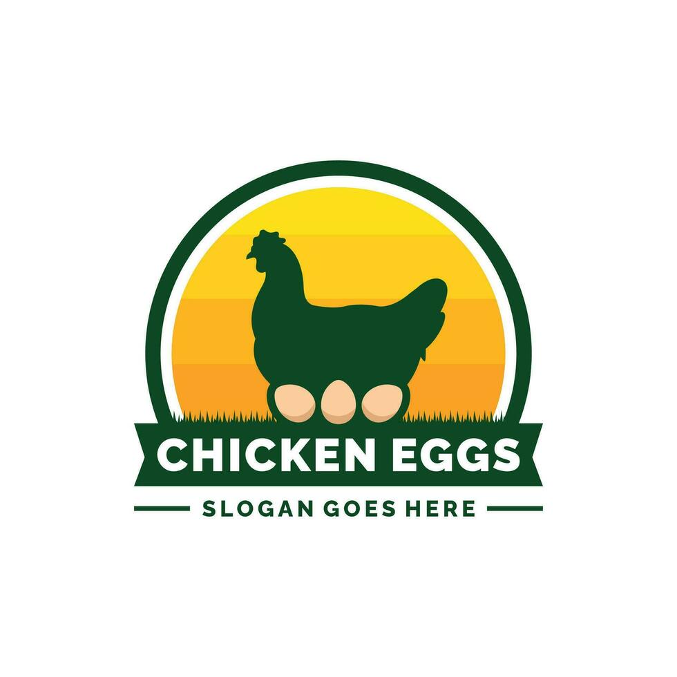 pollo uova azienda agricola logo design vettore