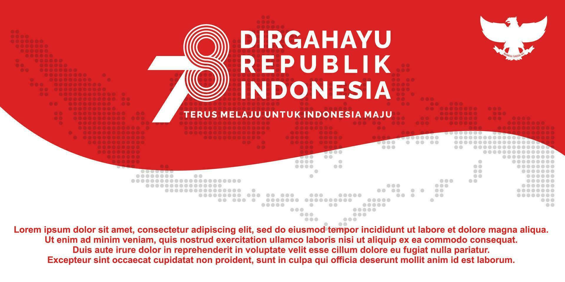 17 agosto. Indonesia contento indipendenza giorno striscione, saluto carta, sfondo vettore. dirgahayu republik Indonesia vettore