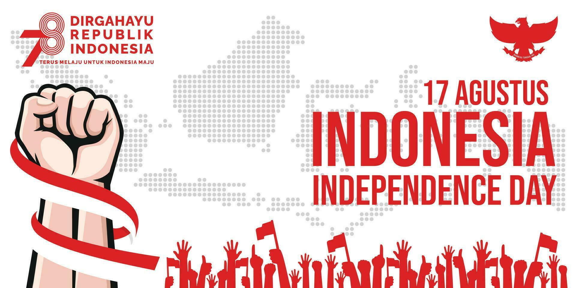 17 agosto. Indonesia contento indipendenza giorno striscione, saluto carta, sfondo vettore. dirgahayu republik Indonesia vettore