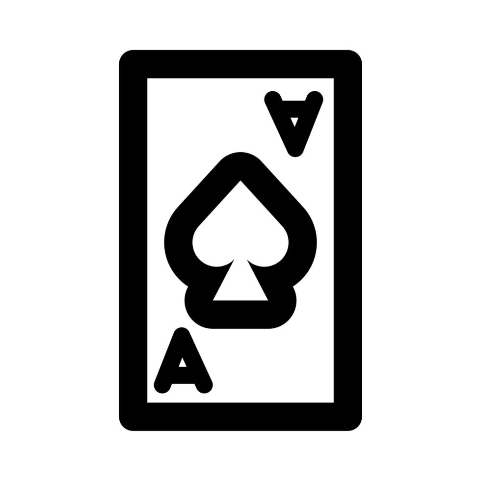 carta da poker con stile linea di picche vettore