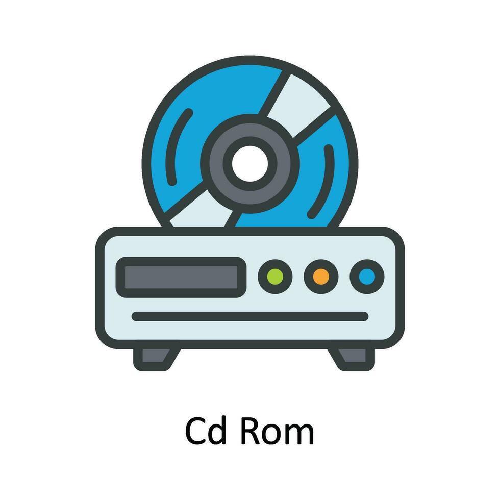 CD rom vettore riempire schema icona design illustrazione. multimedia simbolo su bianca sfondo eps 10 file