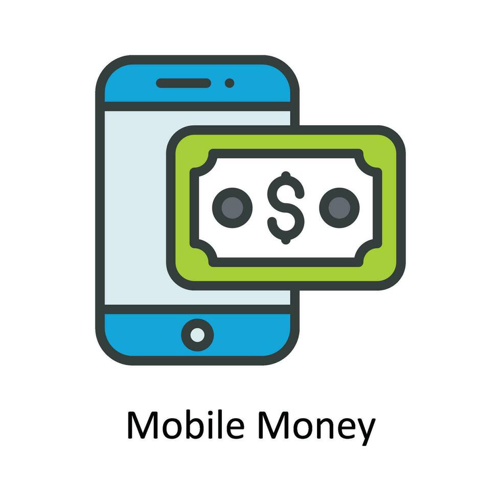 mobile i soldi vettore riempire schema icona design illustrazione. informatica sicurezza simbolo su bianca sfondo eps 10 file