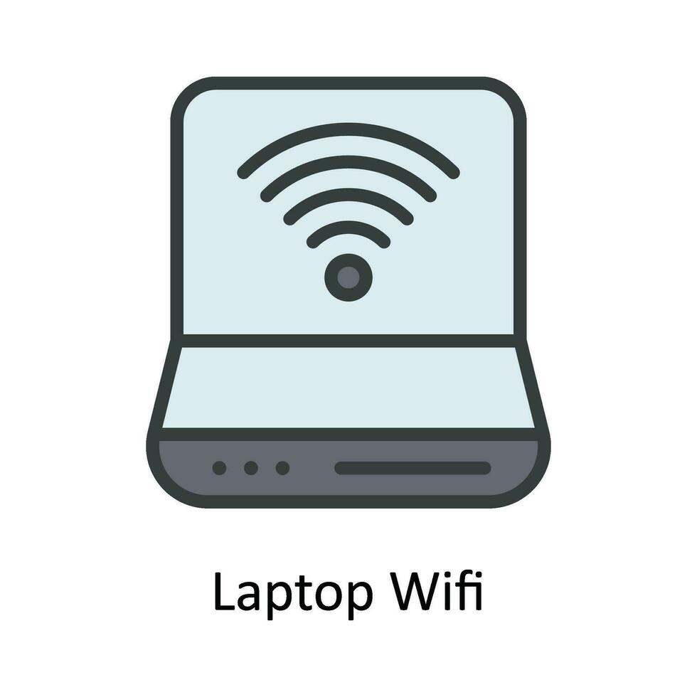 il computer portatile Wi-Fi vettore riempire schema icona design illustrazione. Rete e comunicazione simbolo su bianca sfondo eps 10 file