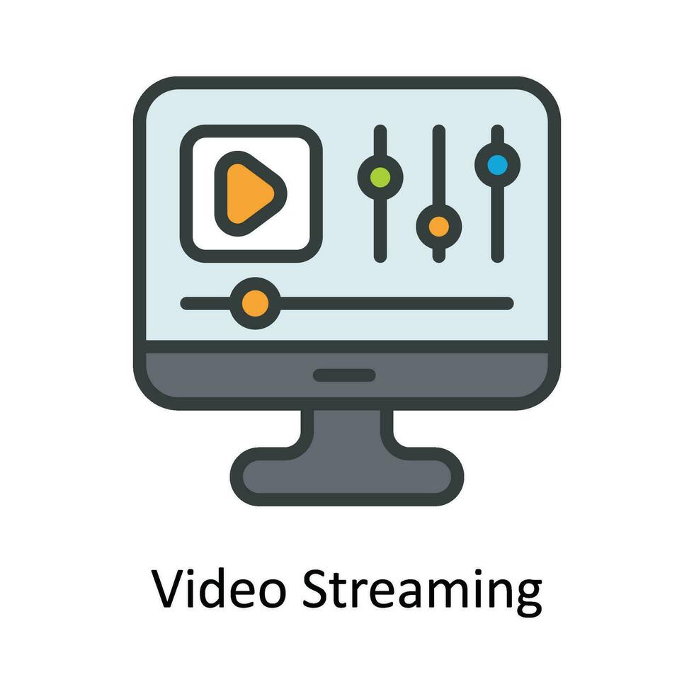 video streaming vettore riempire schema icona design illustrazione. multimedia simbolo su bianca sfondo eps 10 file